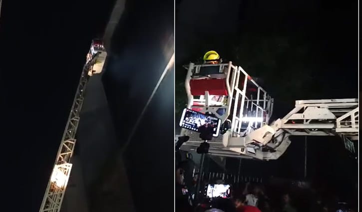 ডেইলি স্টার অফিসের ছাদ থেকে ক্রেনে নামানো হলো আটকেপড়াদের