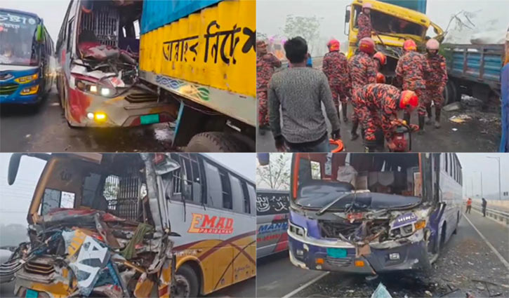 ঘন কুয়াশায় ঢাকা-মাওয়া এক্সপ্রেসওয়েতে ৪ যানবাহনে সংঘর্ষ, আহত ১৫