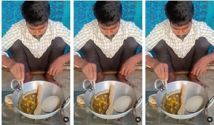 এক কড়াইয়ে রুটি সেঁকা ও তরকারি রান্নার ভিডিও ভাইরাল এক কড়াইয়ে রুটি সেঁকা ও তরকারি রান্নার ভিডিও ভাইরাল