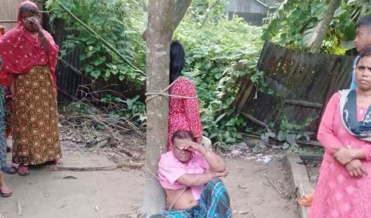প্রবাসীর স্ত্রীর সঙ্গে অনৈতিক সম্পর্ক, গাছে বাঁধলেন গ্রামবাসী