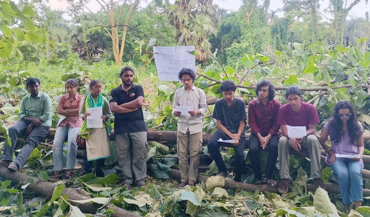 গাছ কাটার প্রতিবাদে জাবিতে শিক্ষার্থীদের বিক্ষোভসহ বিভিন্ন কর্মসূচি