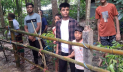 বাঁশের বেড়া দিয়ে রাস্তার কাজে প্রতিবন্ধকতার অভিযোগ 