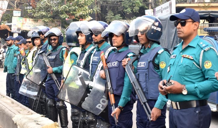 রাজশাহীর ১১ পয়েন্টে পুলিশের ফোর্স মোবিলাইজেশন ড্রিল