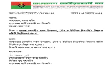 বরগুনায় বিএনপির ৪৬৬ ইউনিটের কমিটি বিলুপ্ত