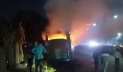 সাভারে মহাসড়কের পাশে দাঁড়িয়ে থাকা বাসে আগুন