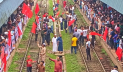 ৮ দাবিতে সিলেট বিভাগে রেল অবরোধ