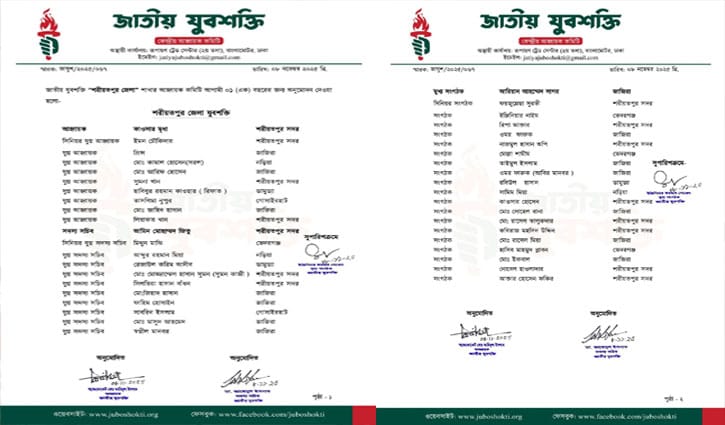 যুব শক্তির কমিটি ঘোষণার ২৫ মিনিটের মধ্যেই চারজনের পদত্যাগ