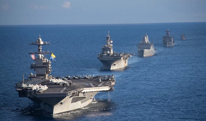ক্যারিবীয় সাগরে বিশ্বের বৃহত্তম যুদ্ধজাহাজ মোতায়েন করল যুক্তরাষ্ট্র