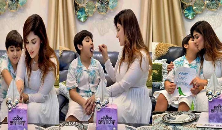 জন্মদিনের প্রথম প্রহরে ছেলের সঙ্গে কেক কাটালেন অপু বিশ্বাস