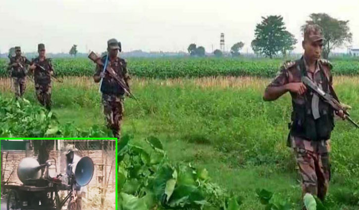 কুষ্টিয়া সীমান্তে জনসাধারণকে সতর্ক করতে বিজিবির মাইকিং 