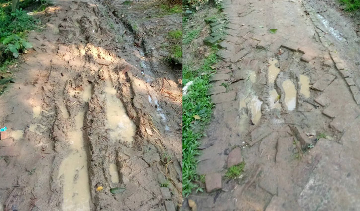পাকুরিয়ার প্রধান সড়কে দুর্ভোগ যেন নিত্যসঙ্গী