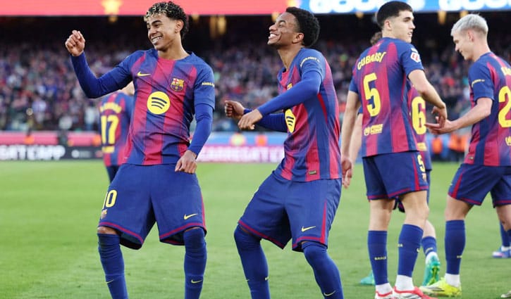 ইয়ামালের বাঁকানো জাদুতে শীর্ষে আরও দৃঢ় বার্সেলোনা