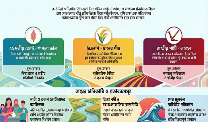 রংপুর-৪ আসনে ত্রিমুখী লড়াই: চাবিকাঠি তরুণ-নারী ভোটারদের হাতে