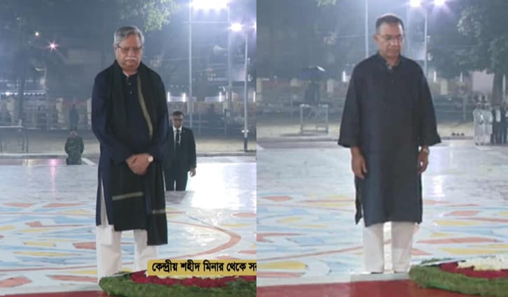 শহীদ মিনারে রাষ্ট্রপতি ও প্রধানমন্ত্রীর শ্রদ্ধা