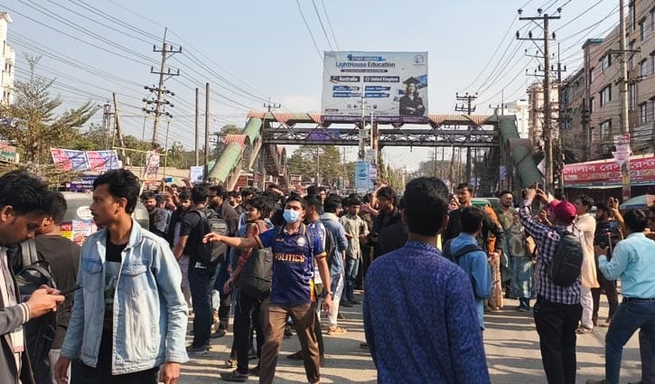 শাকসুর দাবিতে সিলেট-সুনামগঞ্জ সড়ক অবরোধ