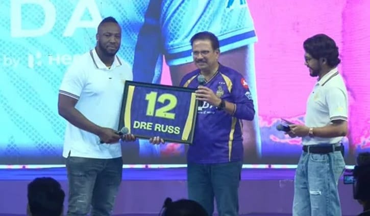 ১২ নম্বর জার্সিকে অবসরে পাঠিয়ে রাসেলকে আজীবন সম্মান জানাল কেকেআর