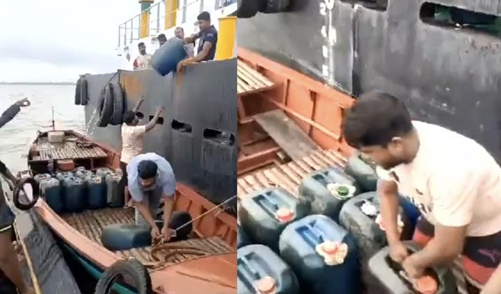 মেঘনায় দিনে-দুপুরে লাইটার ভেসেল থেকে ডিজেল পাচারের অভিযোগ