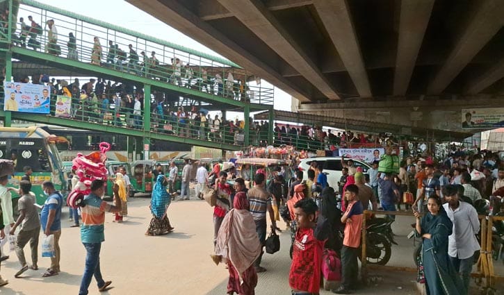 গাজীপুরের সড়কে ঘরমুখো মানুষের ঢল, ১৫ কিলোমিটার যানজট