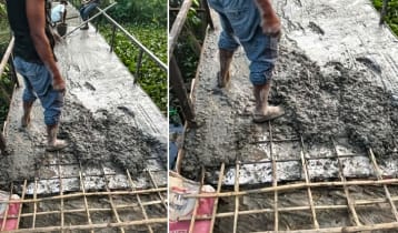 ব্রিজের ঢালাইয়ে রডের পরিবর্তে বাঁশ