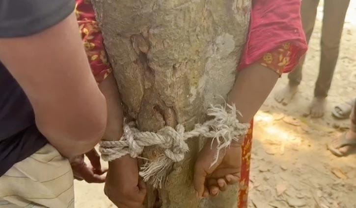গাছে বেঁধে শিকল পরিয়ে তরুণ-তরুণীকে নির্যাতন, ভিডিও ভাইরাল