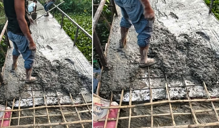 ব্রিজের ঢালাইয়ে রডের পরিবর্তে বাঁশ