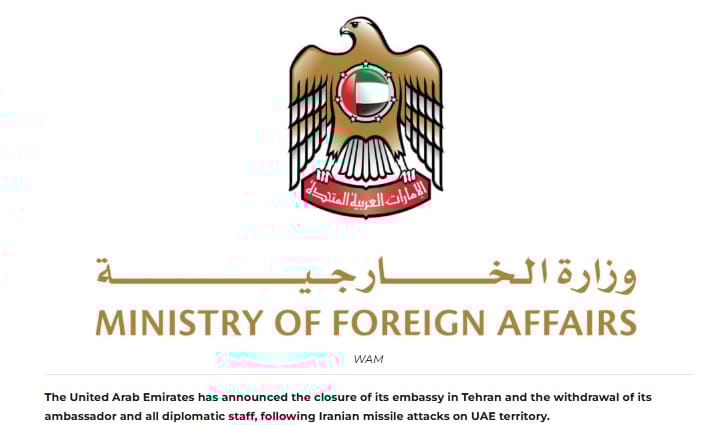 ইরানে দূতাবাস বন্ধ করে আমিরাতের রাষ্ট্রদূত প্রত্যাহার